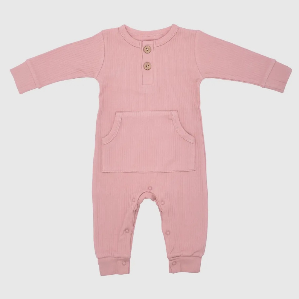 Pink Ribbed Baby Jumpsuit - Picture 4 of 4